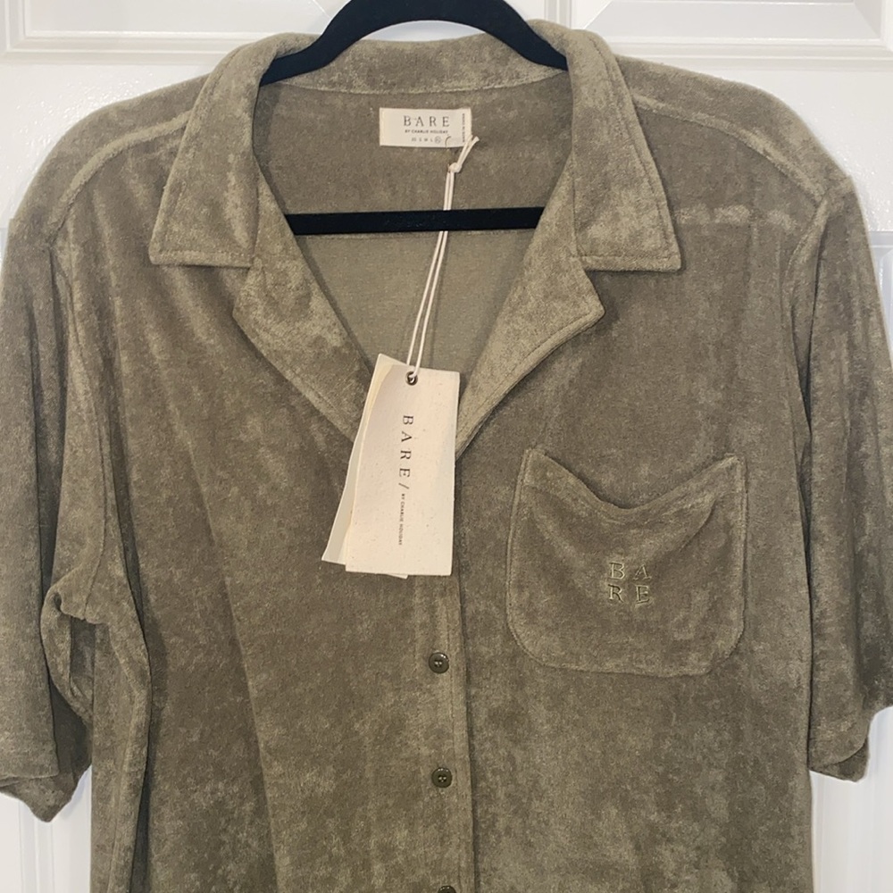 Charlie Holiday Green Terry Shirt NWT size XL - Picture 2 of 8